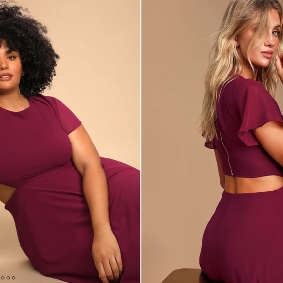 LULUS Elegant Wedding Bridesmaid Romantic Flowy Chic Flutter Sleeve Maxi Dress - Picture 4 of 5